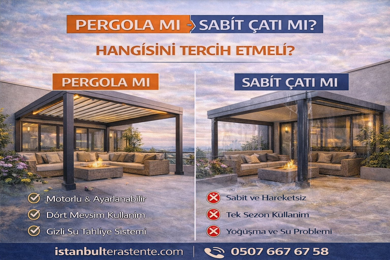Pergola mı Sabit Çatı mı? Hangisi Uzun Ömürlü?