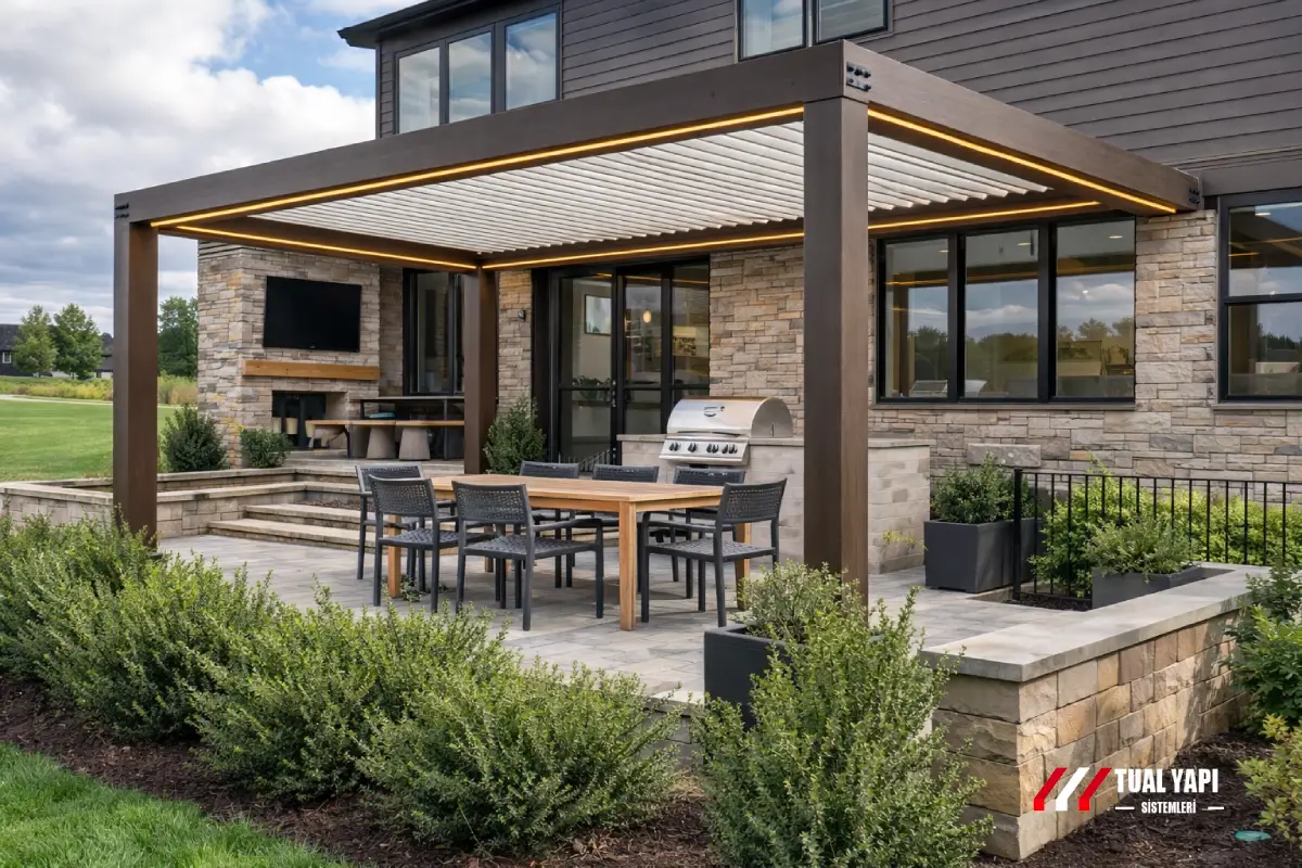Açık veranda pergola çeşitleri otomatik motorlu pergola modelleri İstanbul pergola üretim ve montaj hizmeti