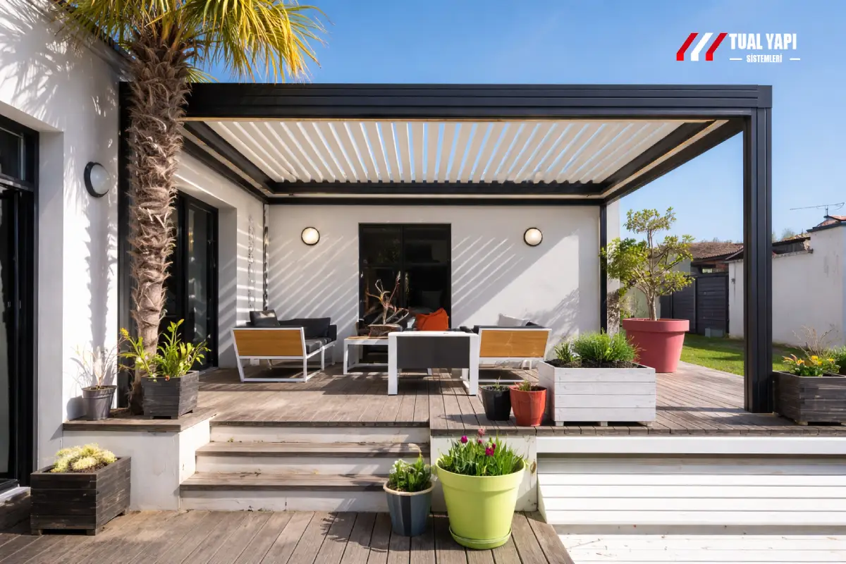 Açık veranda pergola sistemleri İstanbul otomatik pergola üretimi ve montaj hizmeti