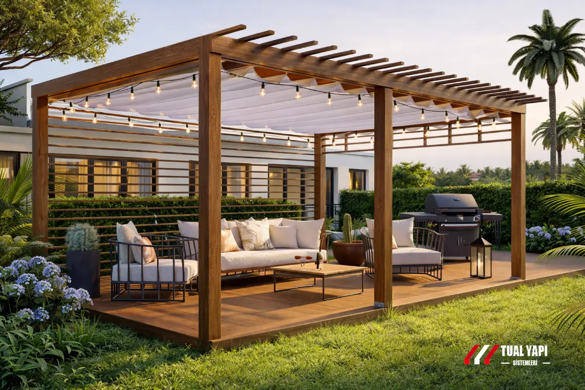 Ahşap pergola çeşitleri ve modelleri İstanbul modern klasik ahşap pergola yapımı montaj hizmeti