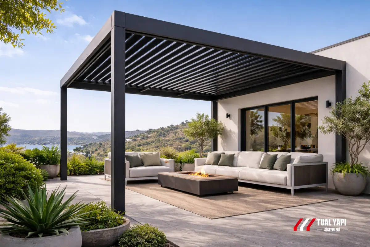 Alüminyum pergola imalat İstanbul özel üretim otomatik pergola sistemleri fabrika üretim ve montaj hizmeti