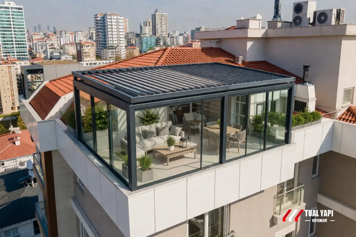 Otomatik bioklimatik pergola nasıl çalışır motorlu louver pergola sistemleri İstanbul montaj ve üretim hizmeti