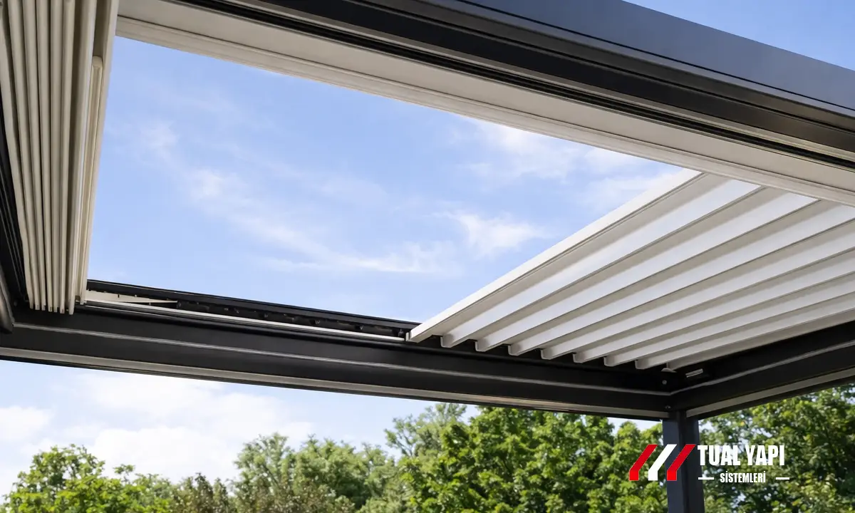 otomatik pergola nedir motorlu pergola sistemleri nasıl çalışır uzaktan kumandalı pergola özellikleri ve kullanım alanları