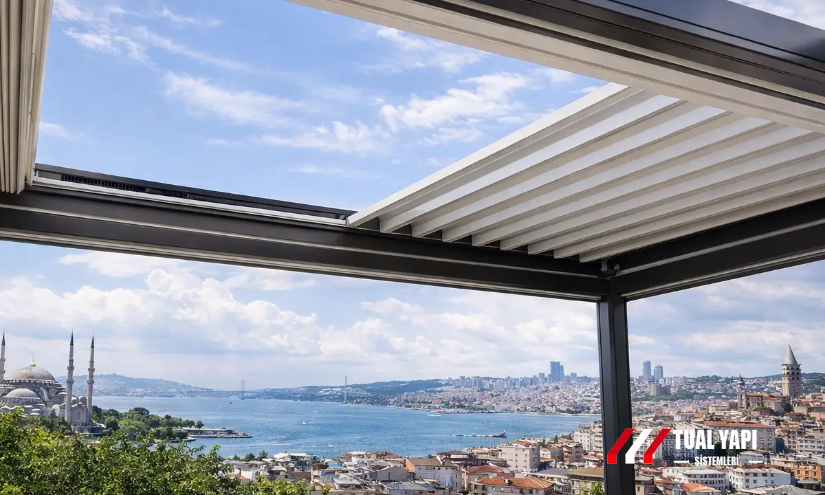 otomatik pergola nerelerde kullanılır teras bahçe kafe restoran pergola kullanım alanları motorlu pergola sistemleri uygulama alanları